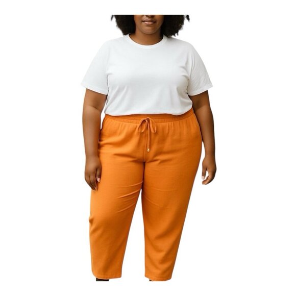Everyday Jones Coral Cropped Pants Plus Size 1X Athleisure Drawstring Pockets - Picture 1 of 9